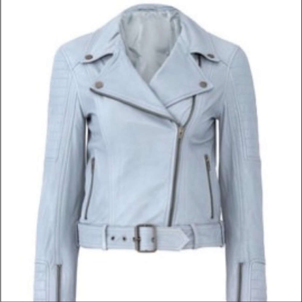 Cupcake and Cashmere Powder Moto Jacket Size XXS in Powder Blue